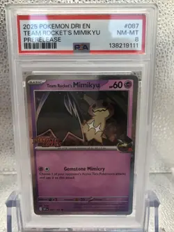 PSA 8 Team Rocket's Mimikyu Prerelease #087 Destined Rivals English Pokemon - Image 3
