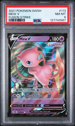 2021 POKEMON SWORD & SHIELD FUSION STRIKE #113 MEW V PSA 8 - Image 1