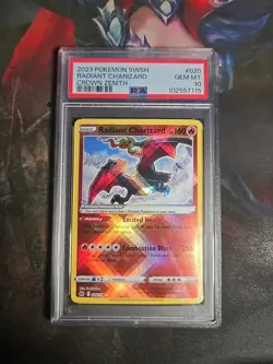 2023 POKEMON SWORD & SHIELD CROWN ZENITH #020 RADIANT CHARIZARD PSA 10 - Image 1