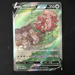 Pokemon TCG Greedent v Fusion Strike Holo Card 257/264 Full Art Ultra Rare - Image 1