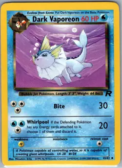 Dark Vaporeon 45/82 Non Holo Team Rocket - Pokemon Card - NM - Image 1