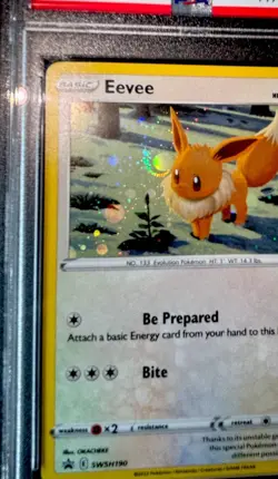 Pokemon TCG - Eevee PSA 10 - Sword & Shield SWSH190 Holo Promo - Pop 13 Swirl - Image 2