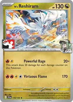 1x N's Reshiram (#116/159) - Holofoil NM Eng Pokemon - Prize Pack Series - Image 1