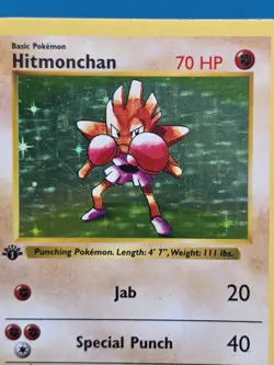 Pokemon Hitmonchan 1st Edition Shadowless Holo Base Set 7/102 70 HP English - Image 3