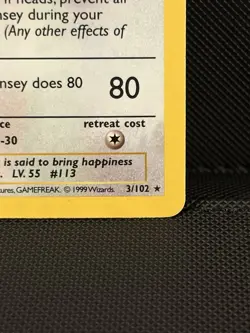 Pokemon Card TCG 1st Edition Chansey Base Set 3/102 Shadowless Vintage 1999 WOTC - Image 3