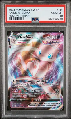 2021 POKEMON SWORD & SHIELD FUSION STRIKE #114 FULL ART/MEW VMAX PSA 10 - Image 1
