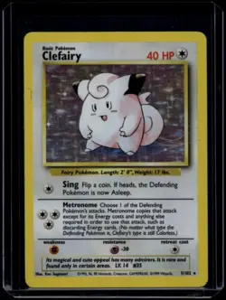Pokemon TCG Clefairy 5/102 Base Set Holo Rare HP - Image 1