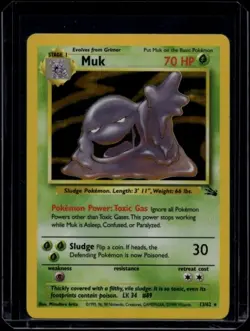 Pokemon TCG Muk 13/62 Fossil Holo Rare LP - Image 1