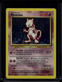 Pokemon TCG Mewtwo 10/102 Base Set Holo Rare LP - Image 1