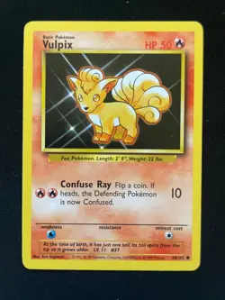 Vulpix 68/102 Common Base Set Unlimited Pokemon Near Mint - Image 2