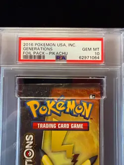 2016 Pokemon USA Inc Generations Foil Pack Pikachu GEM MT 10 Graded PSA - Image 3