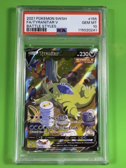2021 Pokemon SWSH Battle Styles FA Tyranitar v Alternate Art 155/163 PSA 10 - Image 1
