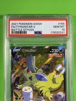 2021 Pokemon SWSH Battle Styles FA Tyranitar v Alternate Art 155/163 PSA 10 - Image 3