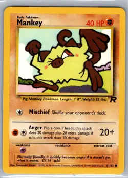 Mankey 61/82 Non Holo Team Rocket - Pokemon Card - NM - Image 1