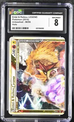 CGC 8 Entei & Raikou LEGEND 2010 Unleashed 90/95 Holo Pokemon Card - Image 1