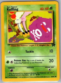 Koffing 58/82 Non Holo Team Rocket - Pokemon Card - NM - Image 1