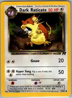 Dark Raticate 51/82 Non Holo Team Rocket - Pokemon Card - NM - Image 1