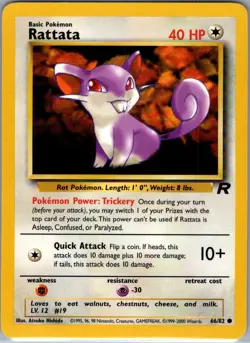 Rattata 66/82 Non Holo Team Rocket - Pokemon Card - NM - Image 1