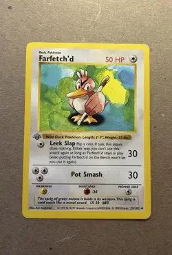 Farfetch'd Base Set 1st Edition Shadowless Pokemon Card 27/102 - Image 1