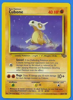 1999 Wizards Pokemon Jungle Unlimited Cubone 50/64 Non-Holo NM Condition - Image 1