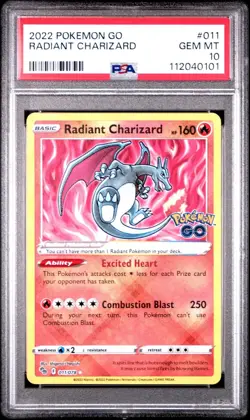 2022 Pokemon SWSH Pokemon GO Radiant Charizard #011/078 PSA 10 - Image 1