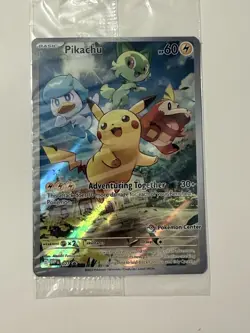 Pokemon Pikachu SVP 027 Full Art Pokemon Center Stamp Paldea Evolved Sealed - Image 1