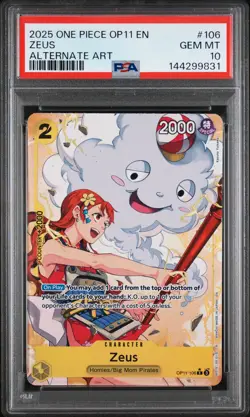 2025 ONE PIECE OP11-A FIST OF DIVINE SPEED ALTERNATE ART #106 ZEUS PSA 10 - Image 1