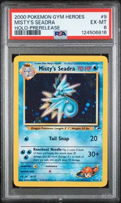 Misty’s Seadra Holo Prerelease 2000 Pokemon Gym Heroes PSA 6 9/132 Water Type - Image 1