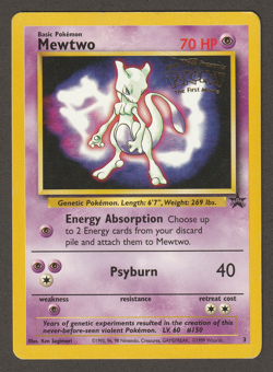 Mewtwo First Movie Promo 3 Pokemon English Black Star Kids WB CREASE - Image 1