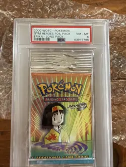 Pokemon 2000 WOTC Gym Heroes Erika Booster Foil Pack Psa 8 - Image 1