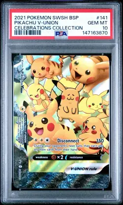 PSA 10 Gem Mint Pikachu V-Union Swsh141 Celebrations Collection 2021 Pokemon - Image 1