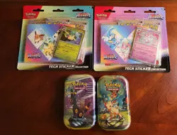2-Pokemon Prismatic Evolutions Tech Sticker Collections And 2 Mini Tins - Image 1