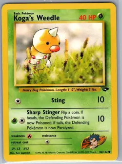 Koga's Weedle 082/132 Non Holo Gym Challenge - Pokemon Card - NM - Image 1