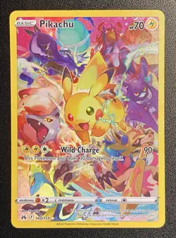 Pikachu Full Art Secret Rare 160/159 Pokemon TCG SWSH Crown Zenith Secret NM - Image 1