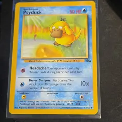 Pokemon Psyduck Fossil 53/62 Common Basic English Card 20+ YEARS OLD LP-NM - Image 1