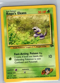 Koga's Ekans 77/132 Non Holo Gym Challenge - Pokemon Card - NM - Image 1