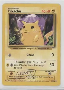 Pikachu Pokemon Base Set #58 1999 READ - Image 1