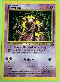 Pokemon TCG Mewtwo 14 Black Star Promo Card 2000 Pokemon Promo NEAR MINT NO PLAY - Image 1