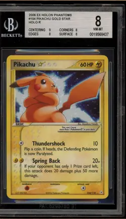 Pokemon Pikachu Gold Star EX Holon Phantoms Holo Ultra Rare #104 BGS 8 - Image 1