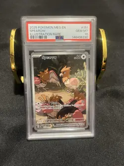 2025 POKEMON MEG EN-MEGA EVOLUTION ILLUSTRATION RARE #151 SPEAROW PSA 10 - Image 1