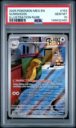 2025 POKEMON MEG EN-MEGA EVOLUTION ILLUSTRATION RARE #153 GUMSHOOS PSA 10 - Image 1