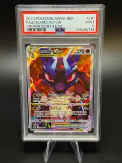 2023 POKEMON SWSH BLACK STAR PROMO #291 FULL ART/LUCARIO VSTAR PSA 9 - Image 1