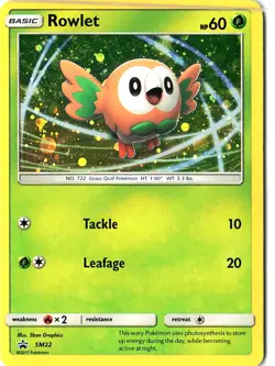 SM Promos Rowlet SM22 Holo Promo Card 2016 Pokemon TCG Ungraded Trading Card - Image 1