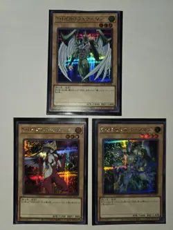 YUGIOH Set Of 3 Elemental HeroPrismatic Secret Rare Cards Japanese NM - Image 1