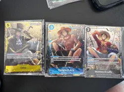 One Piece TCG TS02 Sealed Promo Bundle P-073 Sabo, P-074 Ace, P-075 Luffy - Image 1