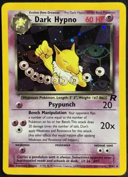 Dark Hypno 9/82 - Team Rocket Holo Rare Pokemon TCG WOTC 1999 Vintage - HP Card - Image 1