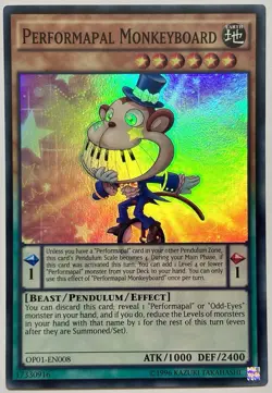 OP01-EN008 Performapal Monkeyboard - Super Rare Unlimited Near Mint YuGiOh Card - Image 1