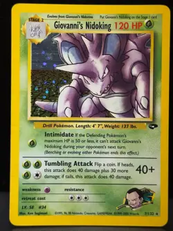 Giovanni's Nidoking 7/132 WOTC Gym Challenge Unlimited Holo Holo Pokemon Card HP - Image 1
