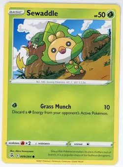 Sewaddle 009/264 Fusion Strike Crimp Error Pokemon Card Common - Image 1