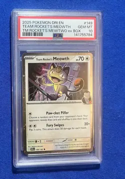 2025 POKEMON DRI EN-DESTINED RIVALS #149 TEAM ROCKET'S MEOWTH PSA 10 - Image 1